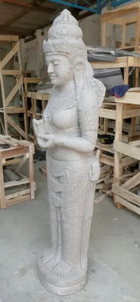 Product image 4 of the product “Standing Dewi Sri, position greetings turning the wheel , 173 cm high riverstone grey ”